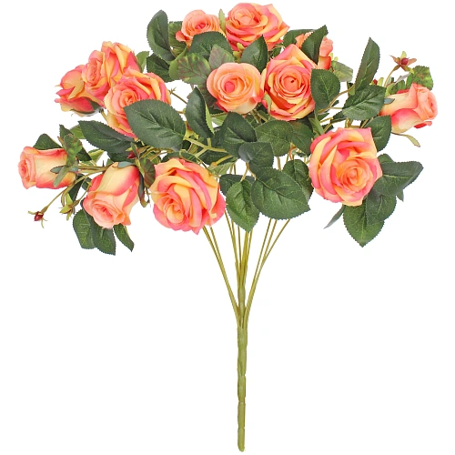 Искусственные цветы Розовая фантазия 48см 13 цветков оранжевые_4