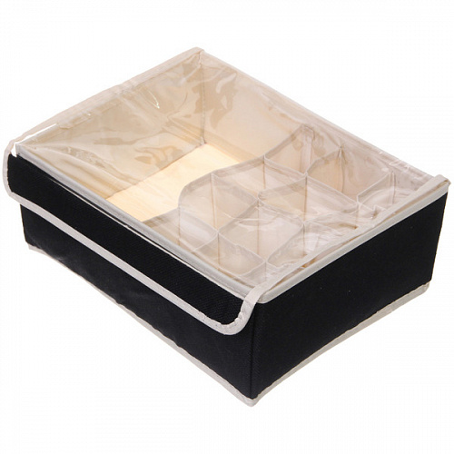 Кофр - органайзер для хранения вещей с прозрачной крышкой "УЮТДОМА", цвет черный, 13 отделений, 32*24*12см