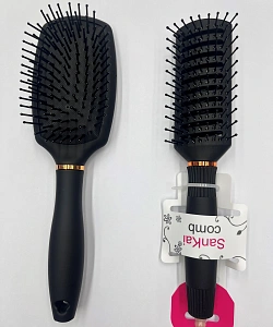 Расческа массажная "СЕКРЕТ ТВОЕЙ КРАСОТЫ", продувная, цвет черный, матовое покрытие, 4,3*22см