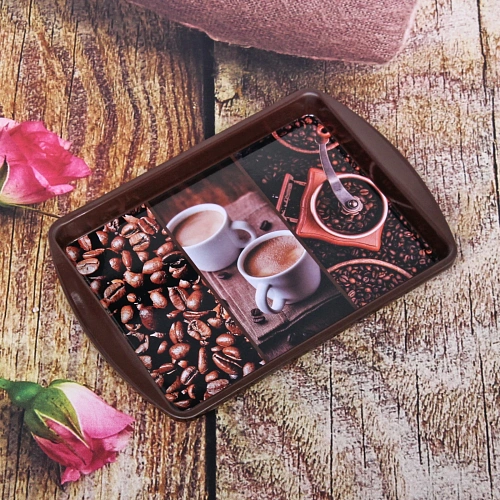 Поднос жестяной Coffee time 2014см, микс_5