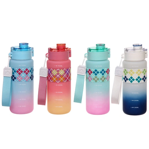 Бутылка питьевая пластиковая 750мл Настроение, микс цветов_3