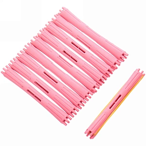 Бигуди пластмассовые-коклюшки 10шт d-1см "KUDRI", цвет розовый, (прозрачный пакет с подвесом)