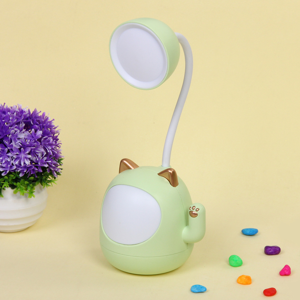 Настольная лампа "Sweet - Котёнок" 9*22.5 см LED, USB 3w 5v, Зеленый