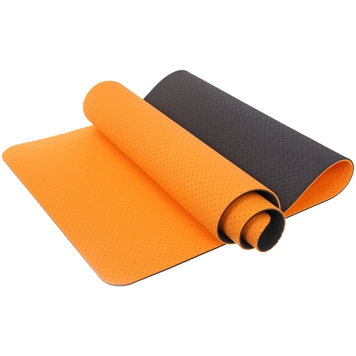 Коврик для йоги 6 мм 183х61 см Sports time перфорированный (ТРЕ), оранжевыйсерый_3