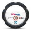 Оплетка руля CarFort CS3152 3D, размер М (38-39 см), экокожа, 6 подушек, чёрная