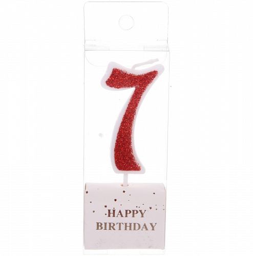 Свеча для торта Цифра Иллюзия "7" 9,5 см, красный