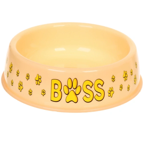 Миска пластиковая "МОЙ БРО - БОСС!, цвет бежевый,  21*6,5см (логотип на миске) 700мл