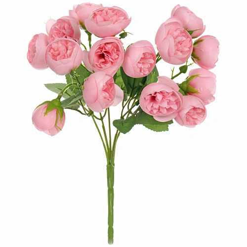 Искусственные цветы Розочки 30см 15 цветков розовые_3