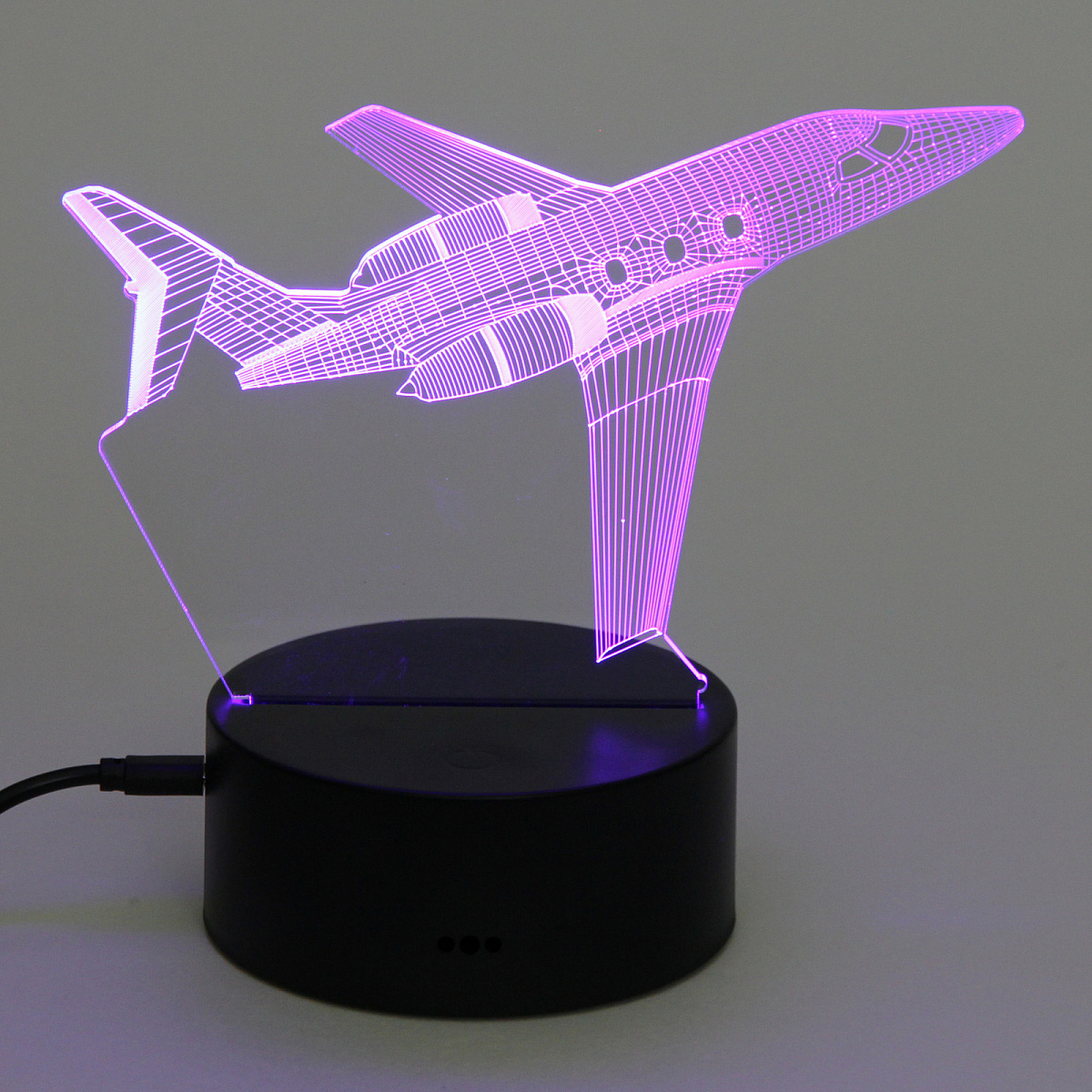 Светильник ночник "3D-Самолёт" на пластиковой подставке, с включателем USB