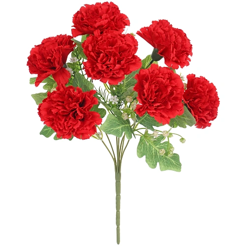 Искусственные цветы Букет гвоздик 35см 7 цветков красные_4