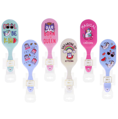 Расческа массажная овальная "Коллекция ИМАНИ - КОТИКИ", микс 4 дизайна, 23*7,5см (PVC подвес)