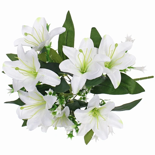 Искусственные цветы "Букет лилий" 35см 7 цветков белые