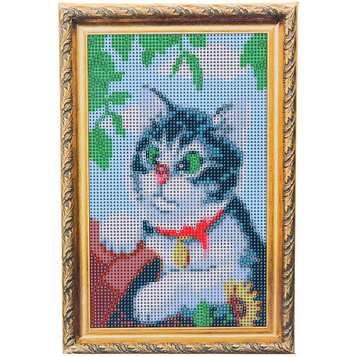 Алмазная мозаика на подрамнике с полным заполнением МИР ЯРКИХ КРАСОК, пушистик Мяуч, 2030 см_8