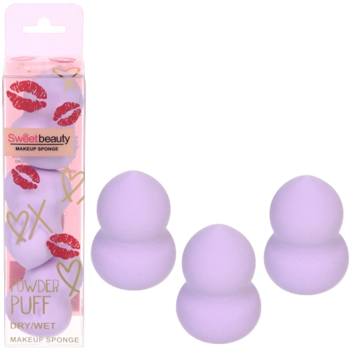 Спонжи для макияжа 3шт "FRIDA", цвет фиолетовый, 