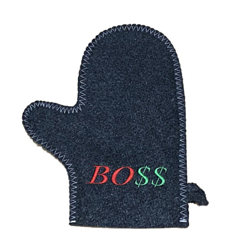 Варежка серая с вышивкой "BOSS" (без упаковки)
