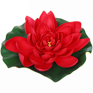 Растение водоплавающее "Кувшинка Розитта" d-28см красная