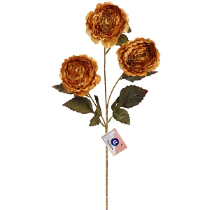 Искусственные цветы "FLOWERS GLAMOUR" 63см Пионы 3 цветка золотые