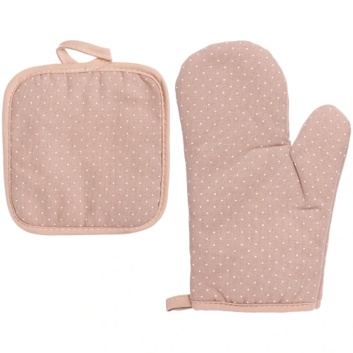 Прихватка в наборе с прихваткой-варежкой "IDEAL", цвет пудровый, 25,5*17 см, 17*17 см