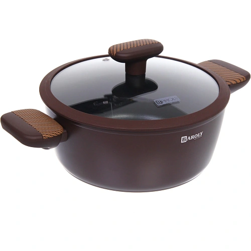 Кастрюля BAROLY CHOCOLATE 34л, индукция, стеклянная крышка_3