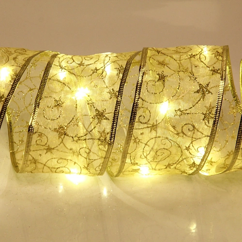 Гирлянда для дома ЛЕНТА ДЕКОРАТИВНАЯ  Волшебство 2,0 м, 6 см, 20 ламп LED (на батарейках), Золото (подсветка золото)_3