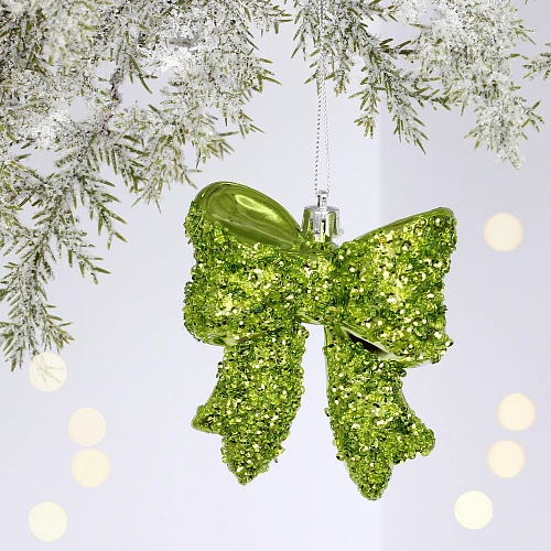 Ёлочная игрушка "Бант" 8.5*3*9.2 см, Салатовый