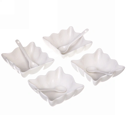 Набор соусников "White magic" 4шт с ложками "Волны" 170мл