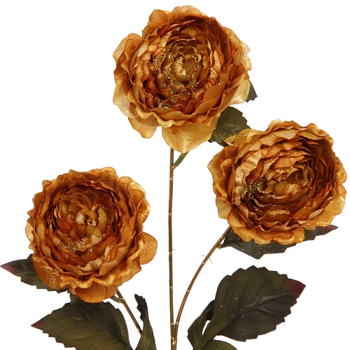 Искусственные цветы FLOWERS GLAMOUR 63см Пионы 3 цветка золотые_7