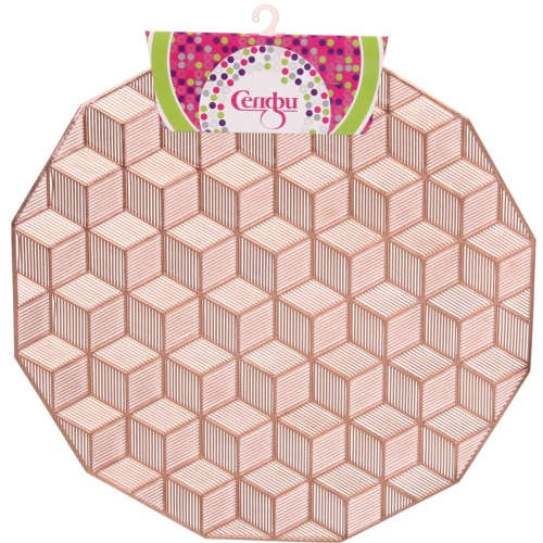 Салфетка плетеная 38см "Кубики" розовое золото