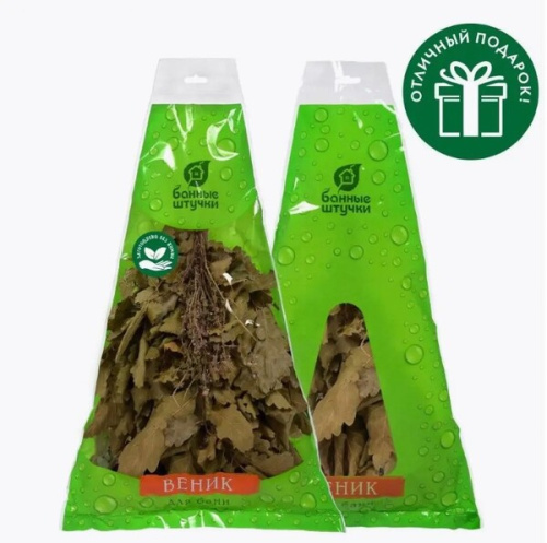 Веник дубовый в уп. "Банные штучки", высота 48-53см / ширина 25-30см