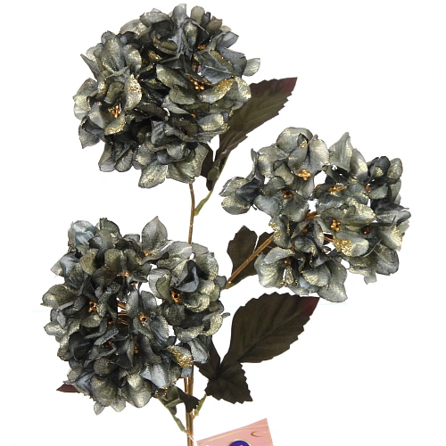 Искусственные цветы FLOWERS GLAMOUR 70см Гортензии 3 цветка зеленые_7