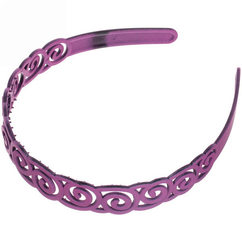 Ободок для волос пластиковый Province - Emily, вензеля, микс 6 цветов, 2,5 см_5