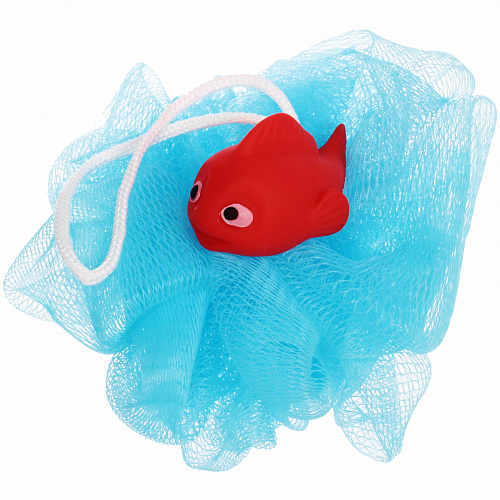 Мочалка-шар для тела полипропиленовая детская "Baby Boom - Рыбка", цвет голубой, 20гр, d-11см