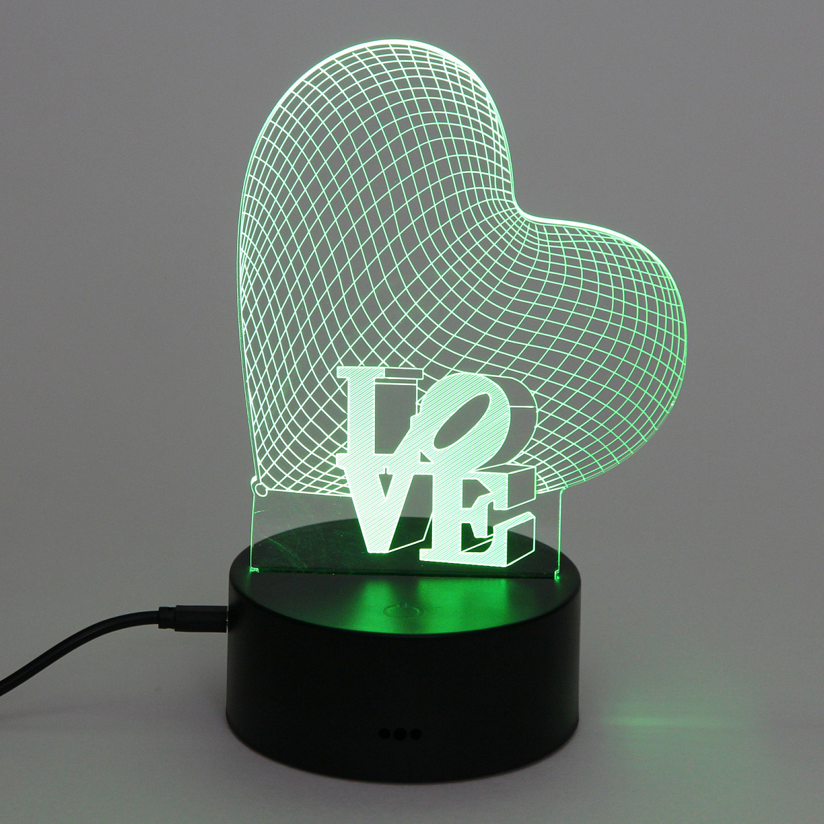 Светильник ночник "3D-LOVE" на пластиковой подставке, с включателем USB