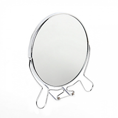 Зеркало настольное в металлической оправе "Модерн" двухстороннее  круг d14см