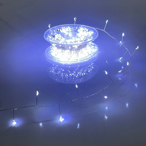 Гирлянда для дома НИТЬ "Мишура" 20 м 500 ламп LED, серебр.провод, "МЕРЦАНИЕ", IP-20, 220v, Белый