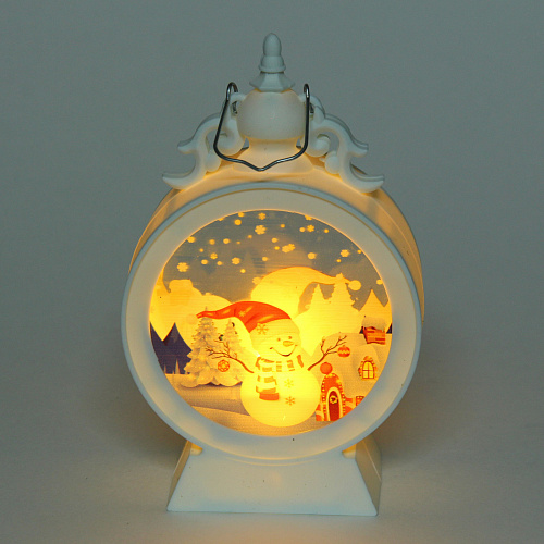 Сувенир с подсветкой "Весёлый Снеговик" 9,3*15,2 см, Белый