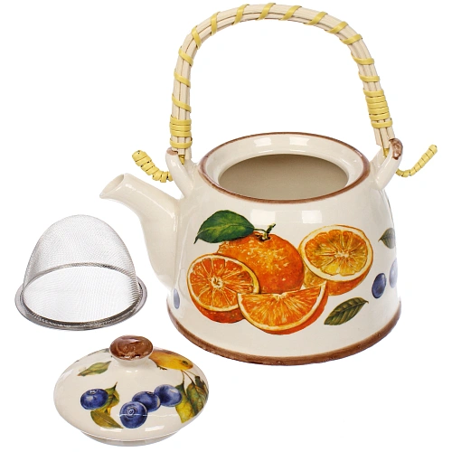 Чайник заварочный керамический 700мл с ситом Апельсины_5
