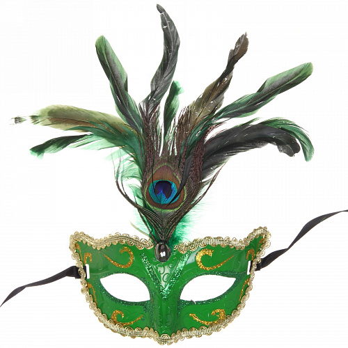 Маска карнавальная "Павлинье перо", зеленый