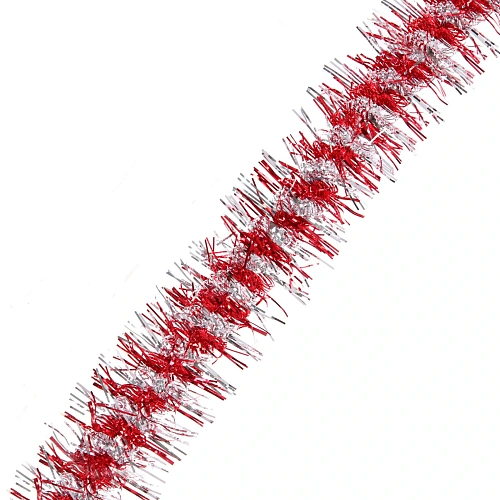 Мишура "Огонёк"  2 м 9 см, Серебро/Красный