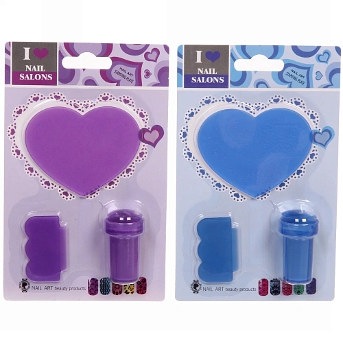 Набор для дизайна ногтей - стемпинг VivA Manicur, пластина сердце, микс 4 цвета, 1711см_4