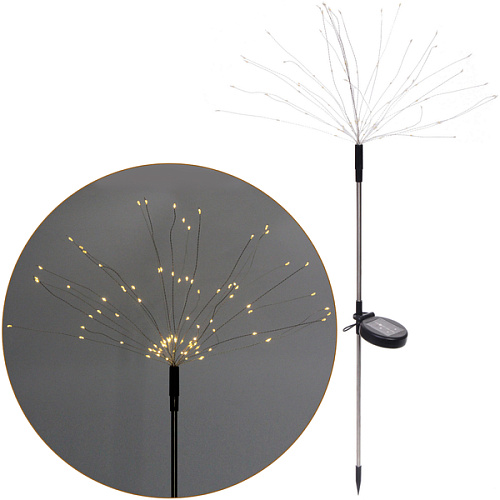 Светильник на солн.батарее "Одуванчик" 62 см (штекер), 25 нитей, 90 ламп, 8 реж., Теплый белый