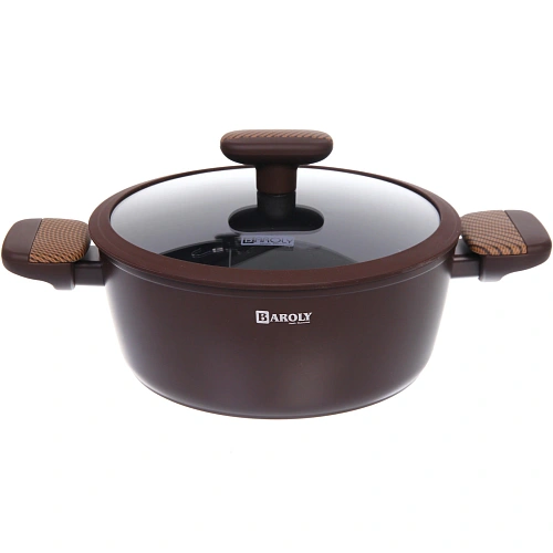 Кастрюля "BAROLY" CHOCOLATE 3.4л, индукция, стеклянная крышка