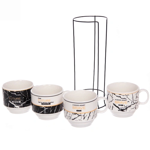Набор кружек на стойке 200мл Мрамор светлый_8