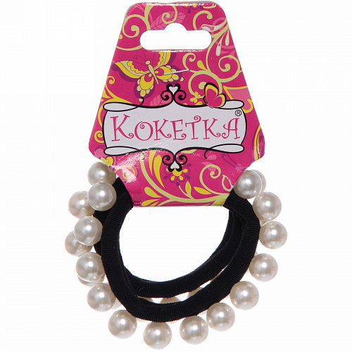 Резинки для волос 2шт "Кокетка - Royal pearls Ориента", цвет черный, d-5,5см