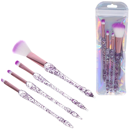 Кисти для макияжа 4шт "ДИ МАРКО", цвет фиолетовый, 21,5*8/16см