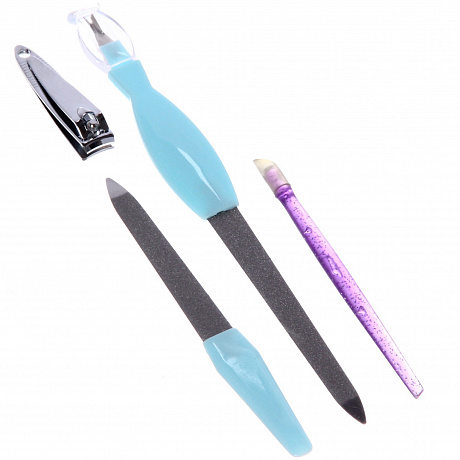 Набор для маникюра в чехле 4шт "Manicure set", цвет микс, (две пилки, кусачки и шабер), 22*6см