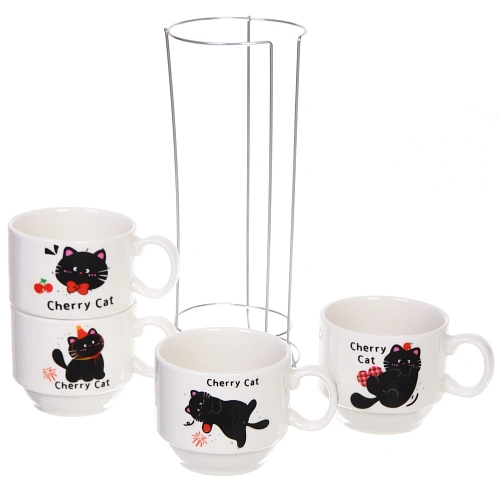 Набор кружек на стойке 200мл Славные котики_4