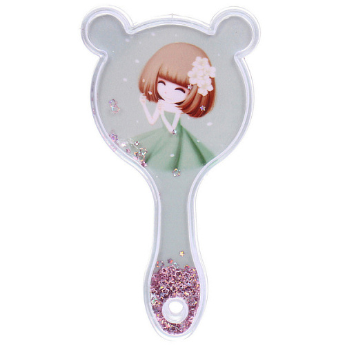 Расческа массажная детская ДЕВОЧКИ, блестки, микс 4 дизайна, 17,55,2см (пакет с подвесом)_3