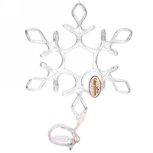 Световое панно, дюралайт, 37 см,Снежинка, синяя (мерцание)_3