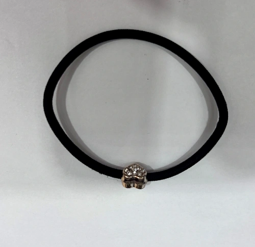 Резинка для волос в наборе 2шт "DesignPRO", сердечки, цвет черный / золото, d-5.5см